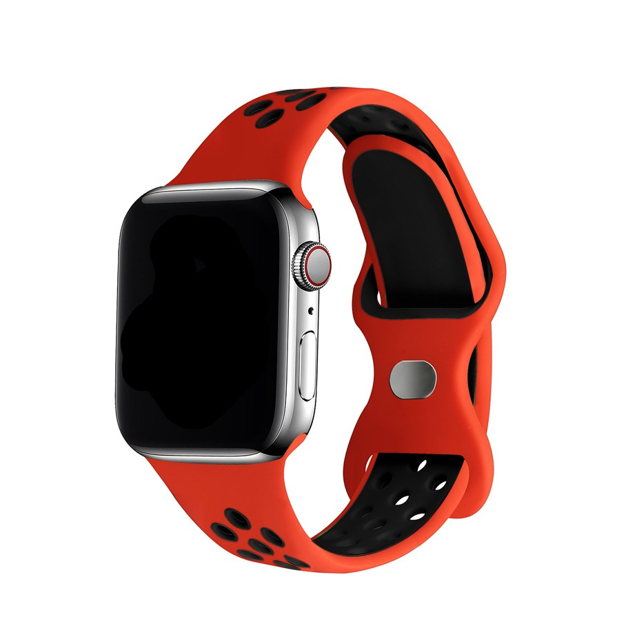 Apple Watch (49/46/45/44 mm) Silikon Sport Armband Dual Color (Gelenkumfang: 190-230mm) - Rot / Schwarz