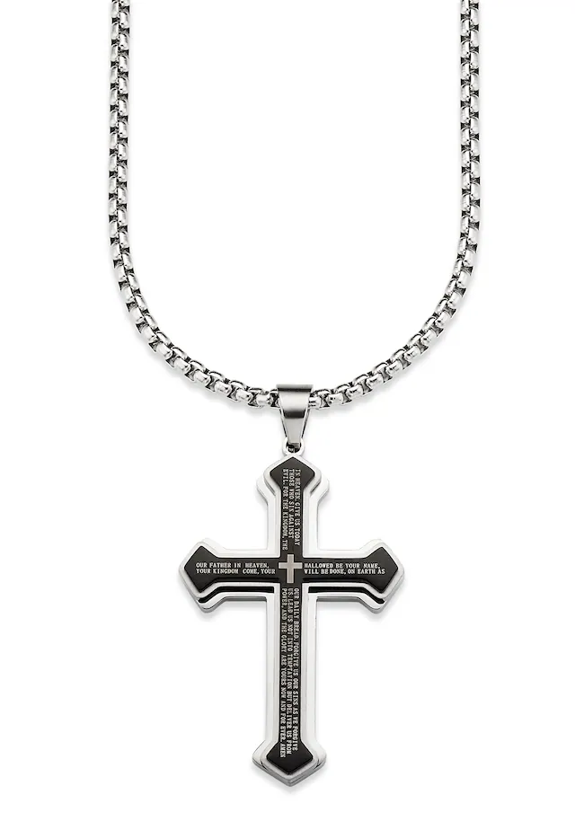 Bruno Banani Kette mit Anhänger »Schmuck Geschenk Halskette Kreuz Venezianerkette Silber Schwarz«