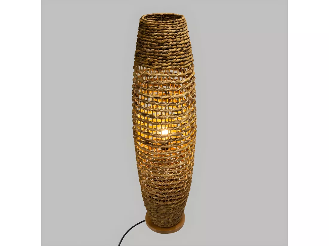 Lampadaire en métal et bois naturel H 118 cm