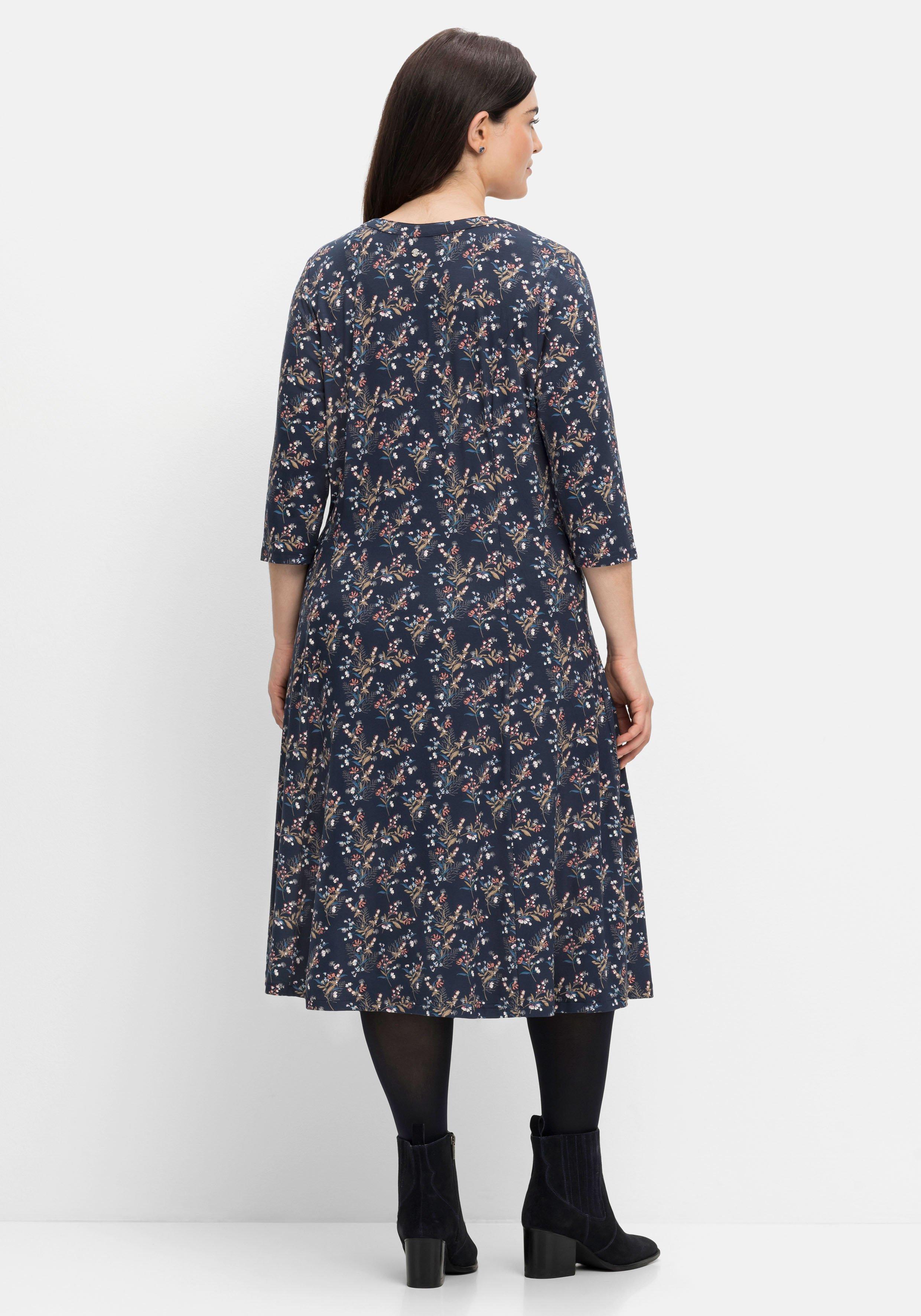 Jerseykleid in Midilänge, mit Blumendruck