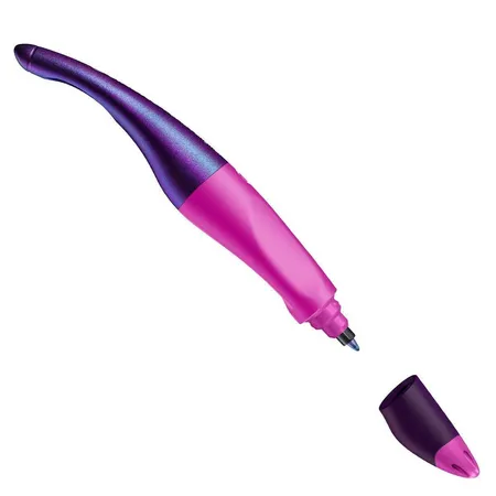 Ergonomischer Tintenroller für Linkshänder - STABILO EASYoriginal Holograph Edition in magenta -Einzelstift - Schreibfarbe blau (löschbar) - inklusive Patrone