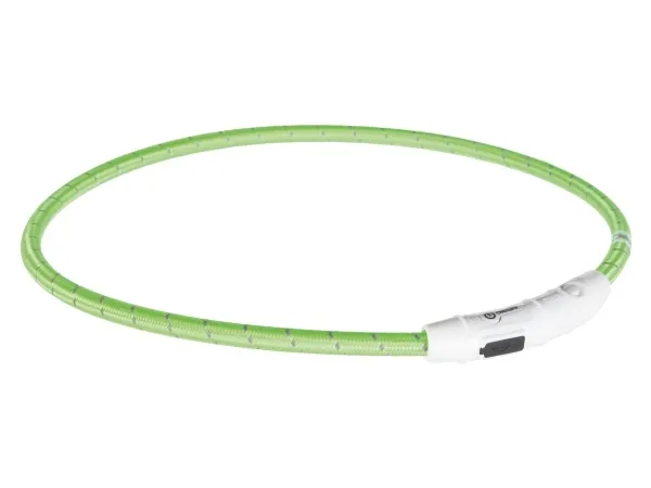 TRIXIE Halsbånd - LED - Nylon - Grøn - L-XL - 650 mm - Lyshalsbånd - 12702