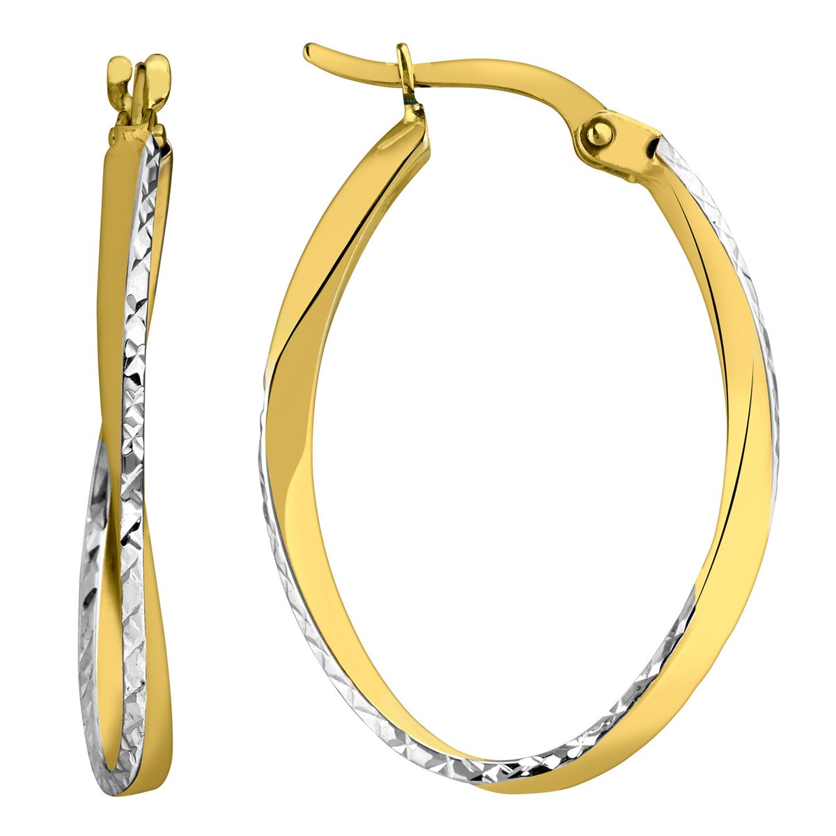 Boucles d'oreilles créoles ovales diamantées 2 mm