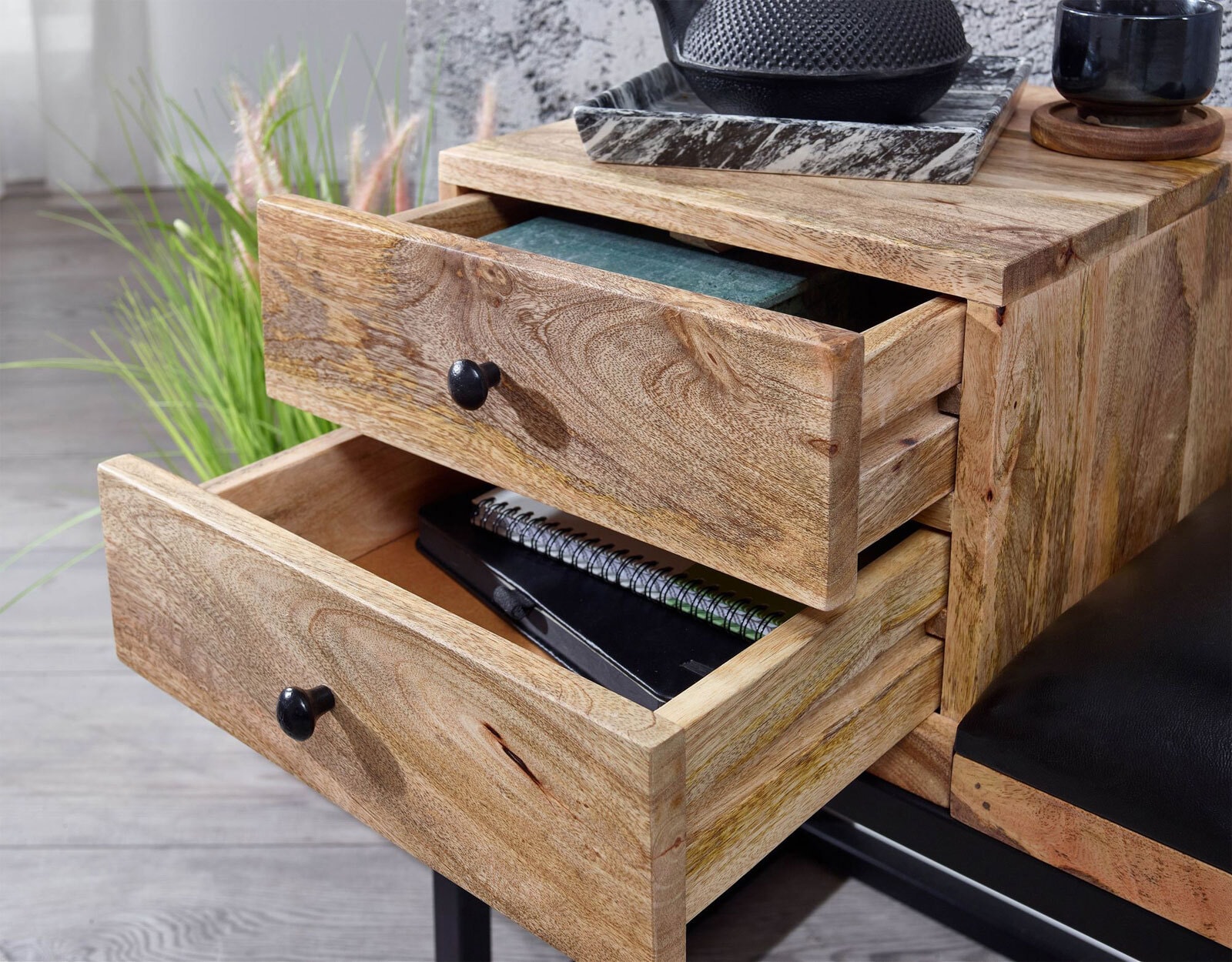 CASAVANTI Sitzbank 100 x 60 cm Braun/ Schwarz