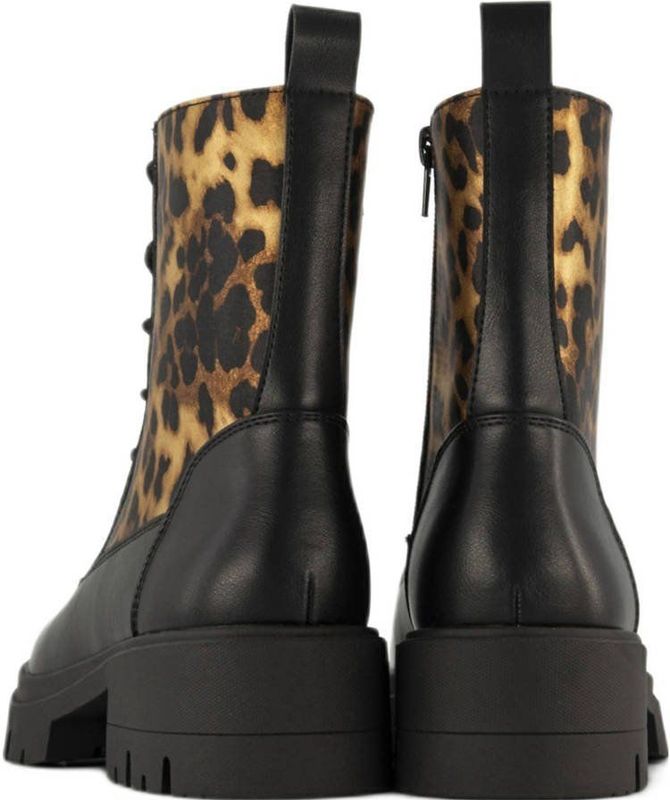 Graceland - Veterboots - Zwart - Panterprint