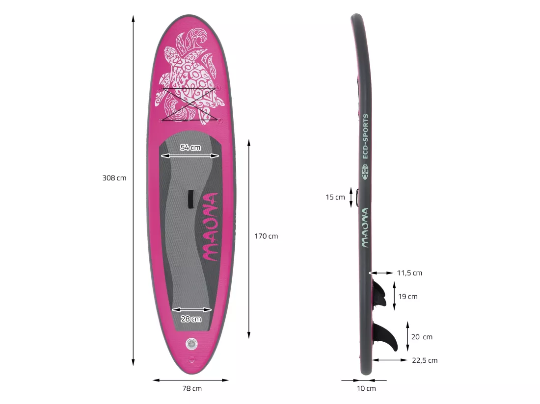 Stand up paddle board SUP gonflable 308 cm Maona rose ECD Germany