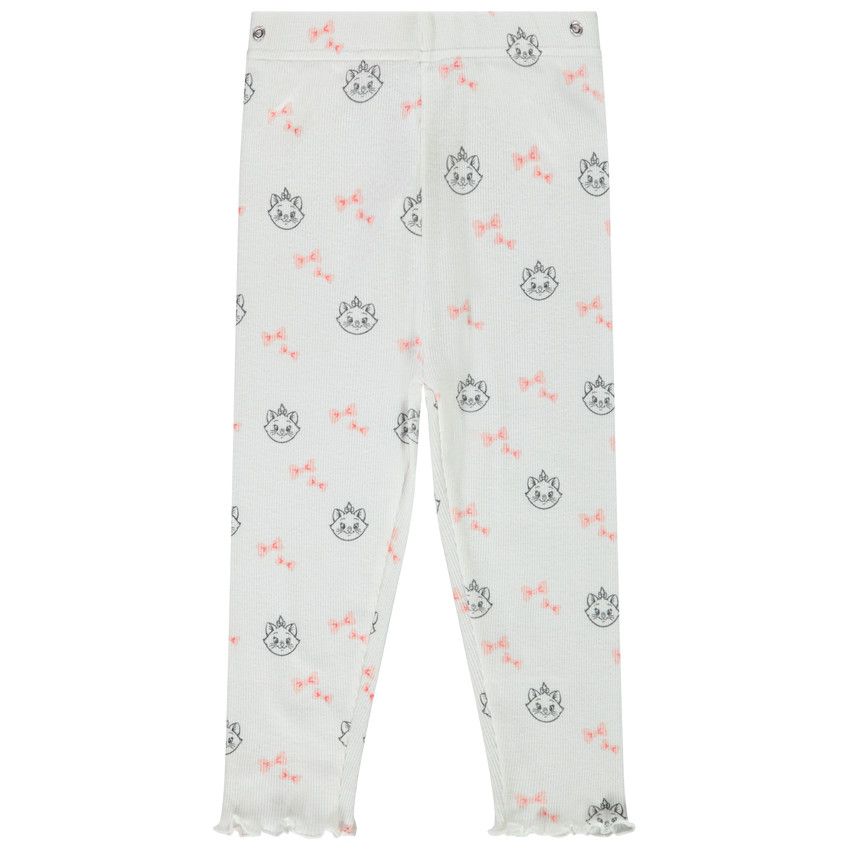 Pyjama 2 pièces en jersey côtelé imprimé Marie Disney pour bébé fille - Ecru
