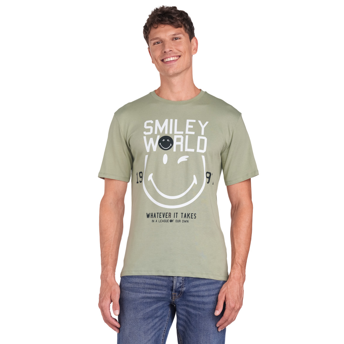 VanVaan SmileyWorld T-Shirt mit großem Print schilfgrün