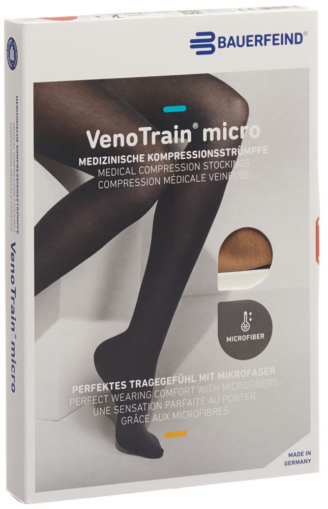 Bauerfeind VenoTrain Micro KKL2 AD S normal/long offene Fussspitze caramel 1 Paar