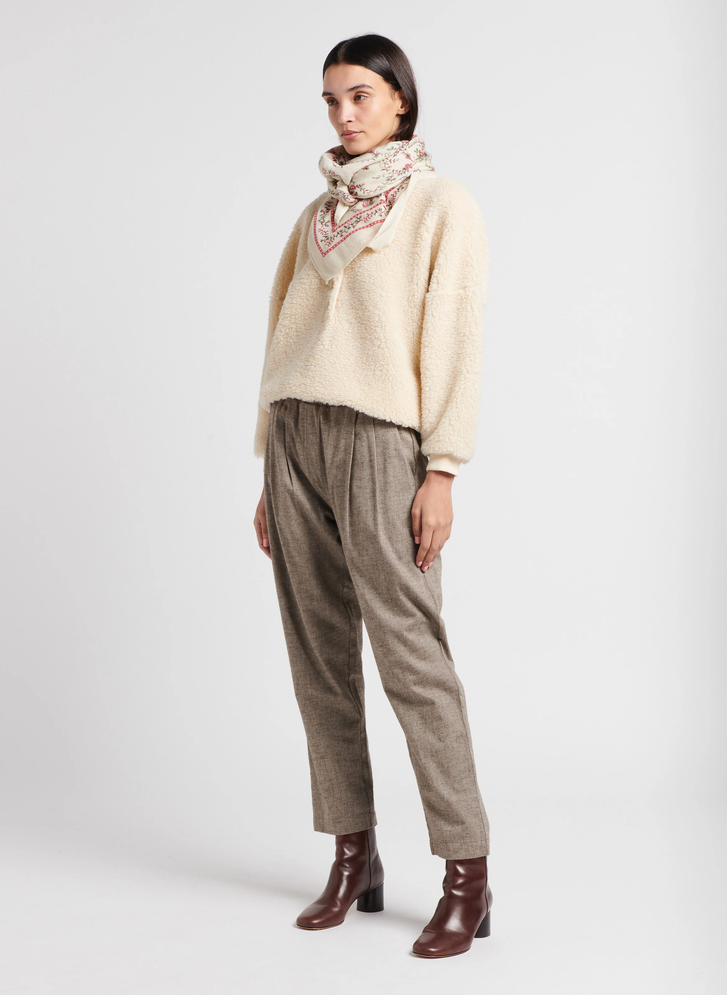 ALFRED - Pantalon à pinces en coton | Beige