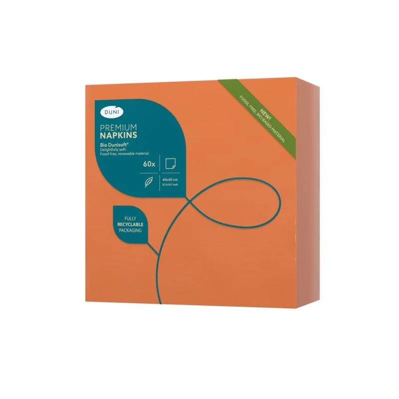 DUNI - Serviette de table Bio Dunisoft - 40x40 - Orange - x360