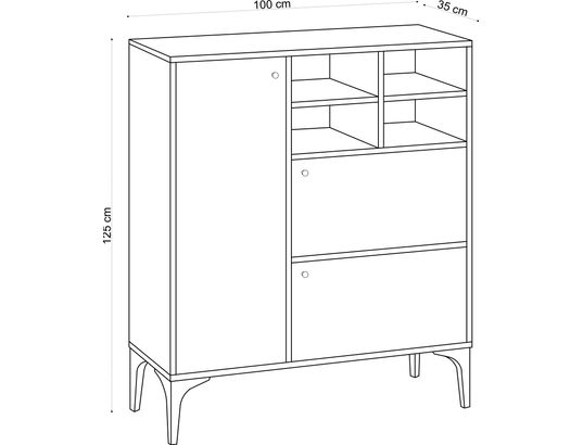 CONCEPT1 - Bahut Ewa chene saphir 100 x 35 x 125cm