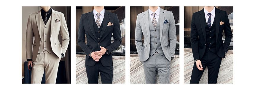 Bay Go Mall - Set: effen blazer met één knoop + vest + rechte pantalon