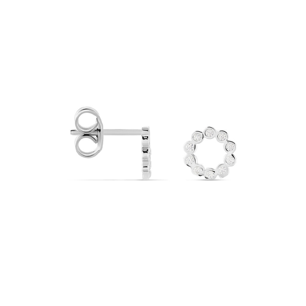 Boucles D'oreilles Puces Argent Blanc Leonhard Oxydes De Zirconium