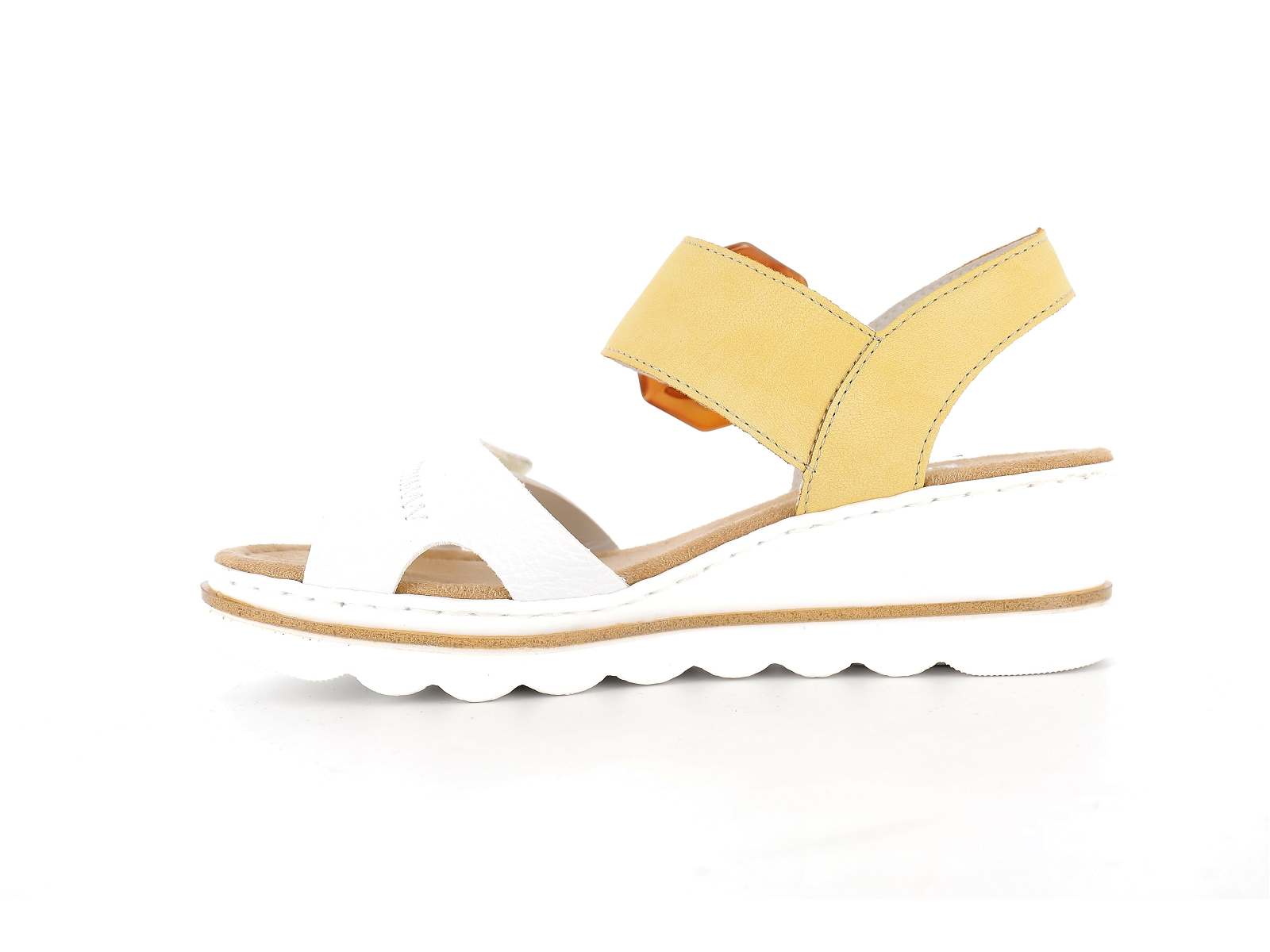 Rieker-67476 Synthétique Blanc-Jaune