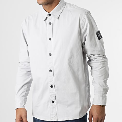 Chemise Manches Longues Monologo Badge Relaxed 2057 Gris Clair