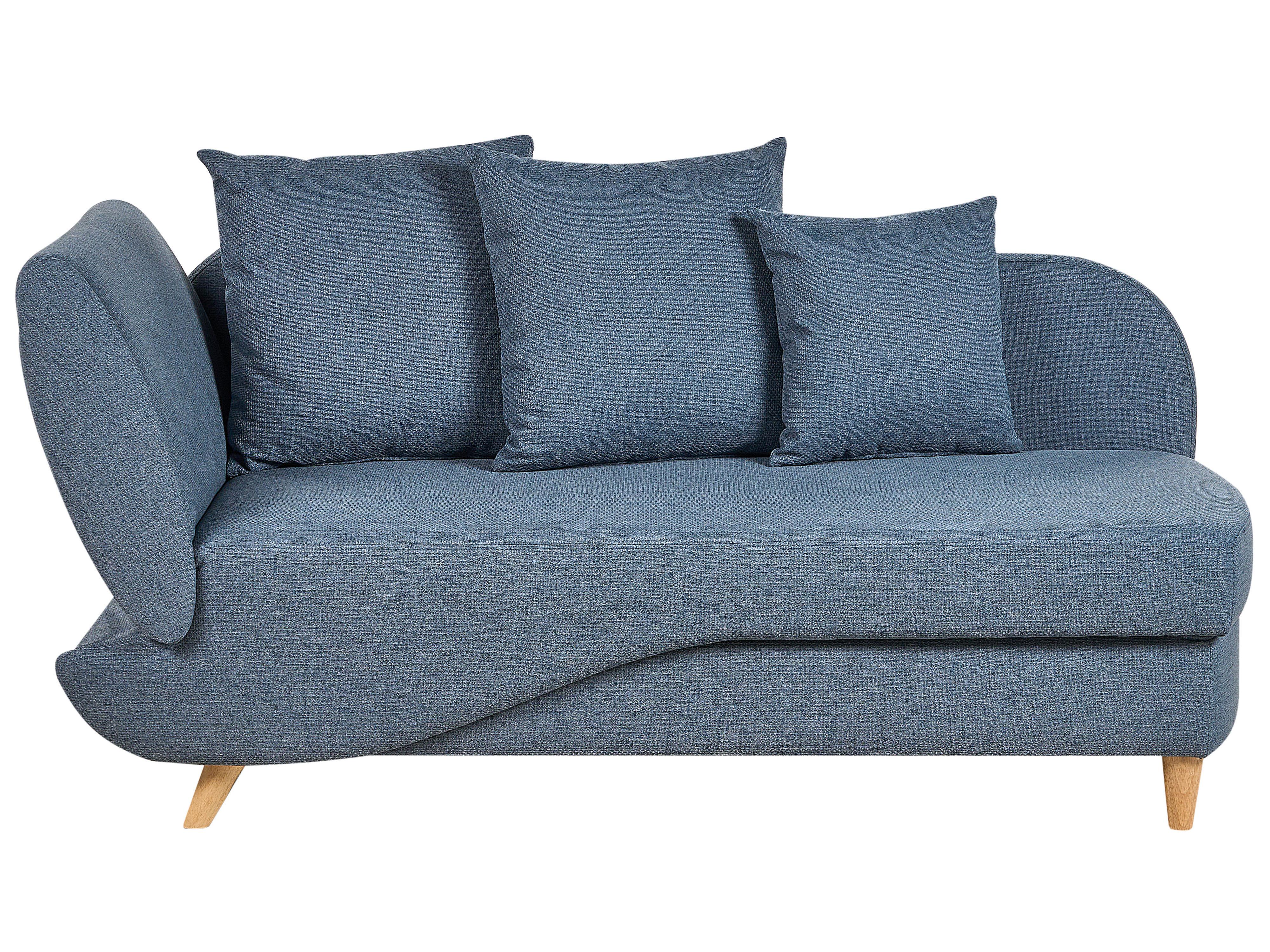 Linkszijdige chaise longue MERI Kunstlinnen Donkerblauw met opbergruimte