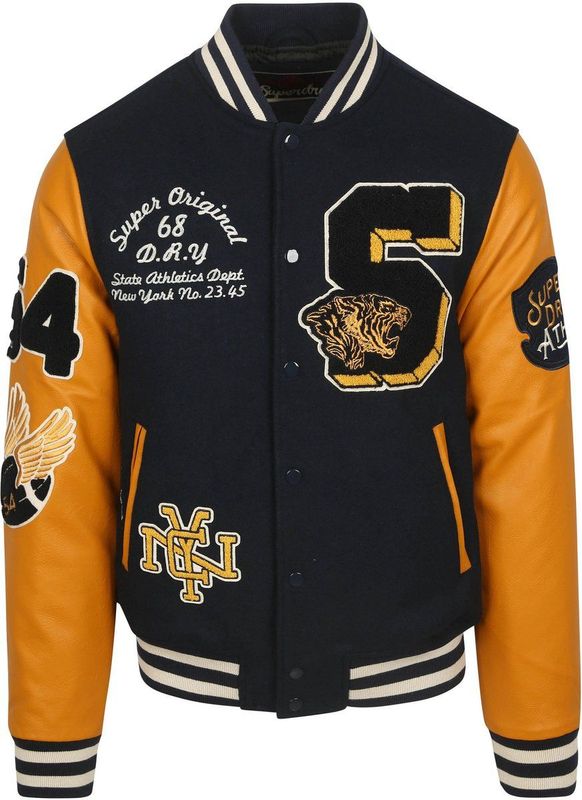 Superdry - Vintage Patched Varsity Jas - Blauw - Tussenjas