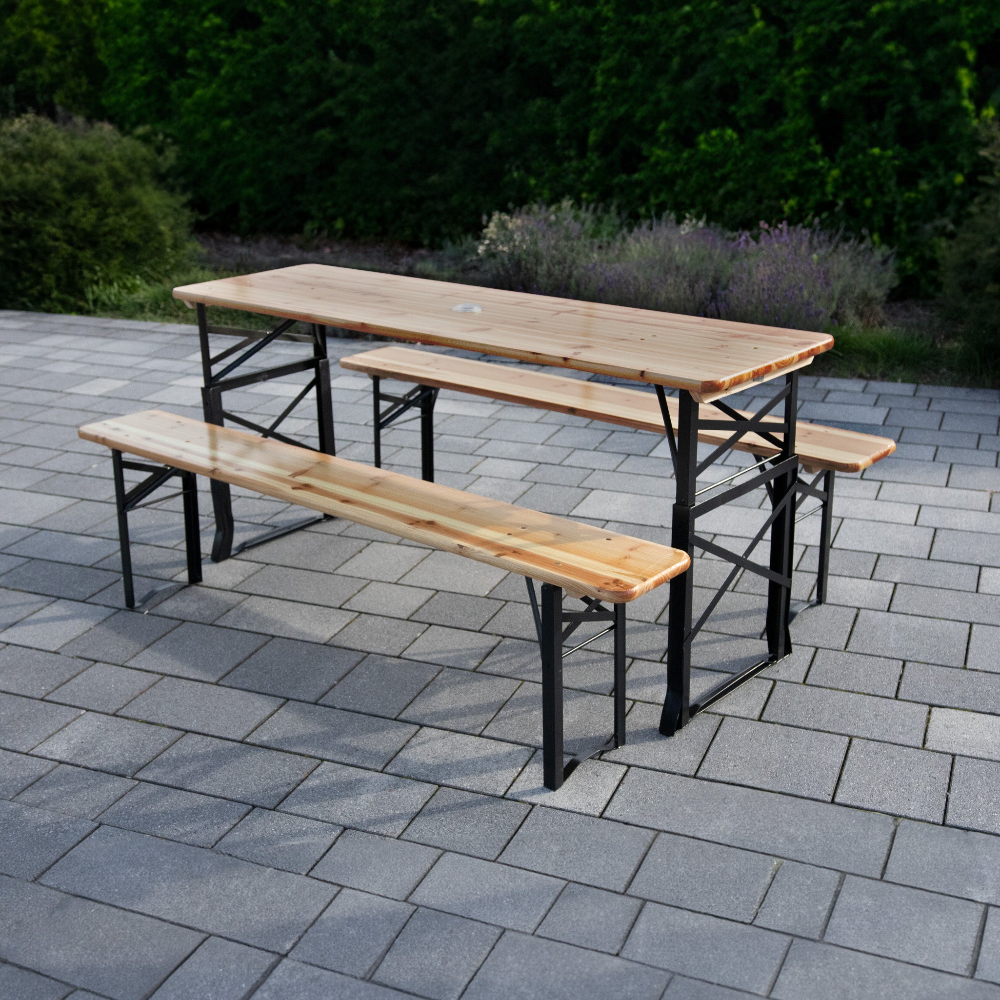 holz4home® Bierzeltgarnitur - mehrteilig & klappbar | Hoehenverstellbar