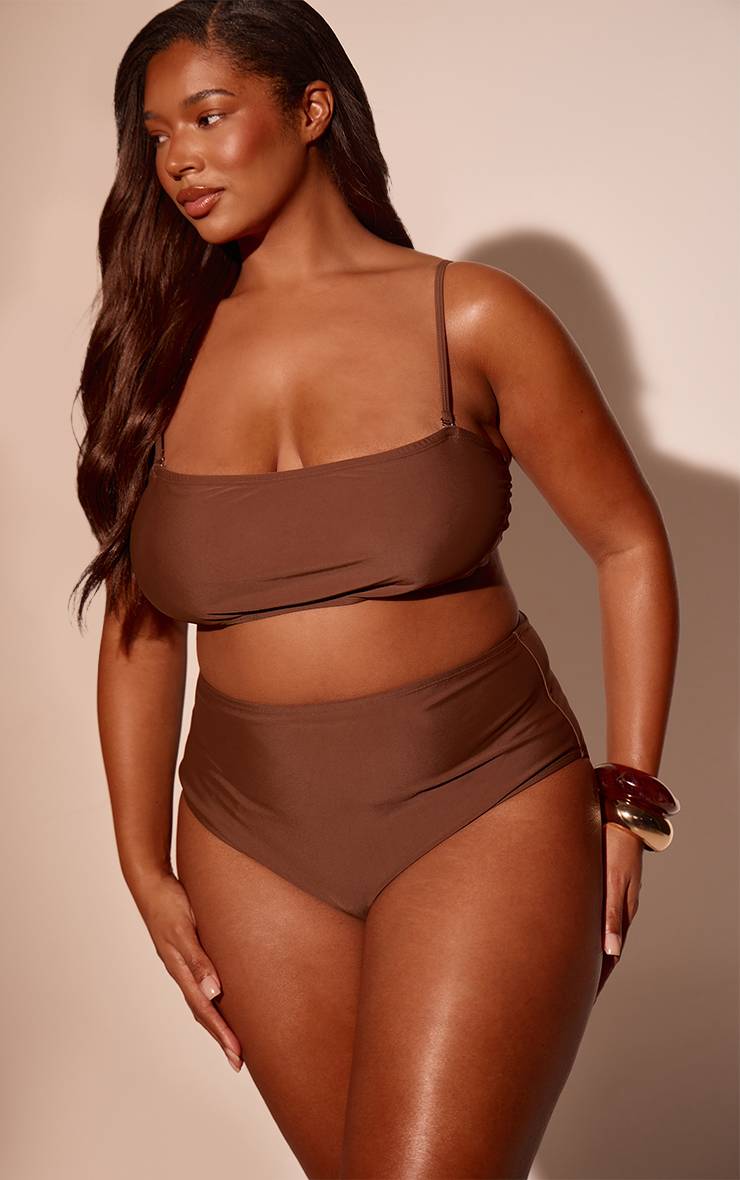 Marron Haut De Bikini Bandeau Basique Grande Taille