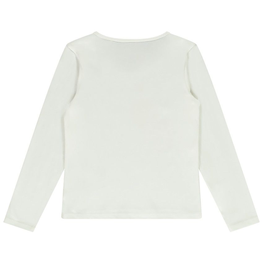 T-shirt manches longues en jersey print fantaisie pour fille - Ecru
