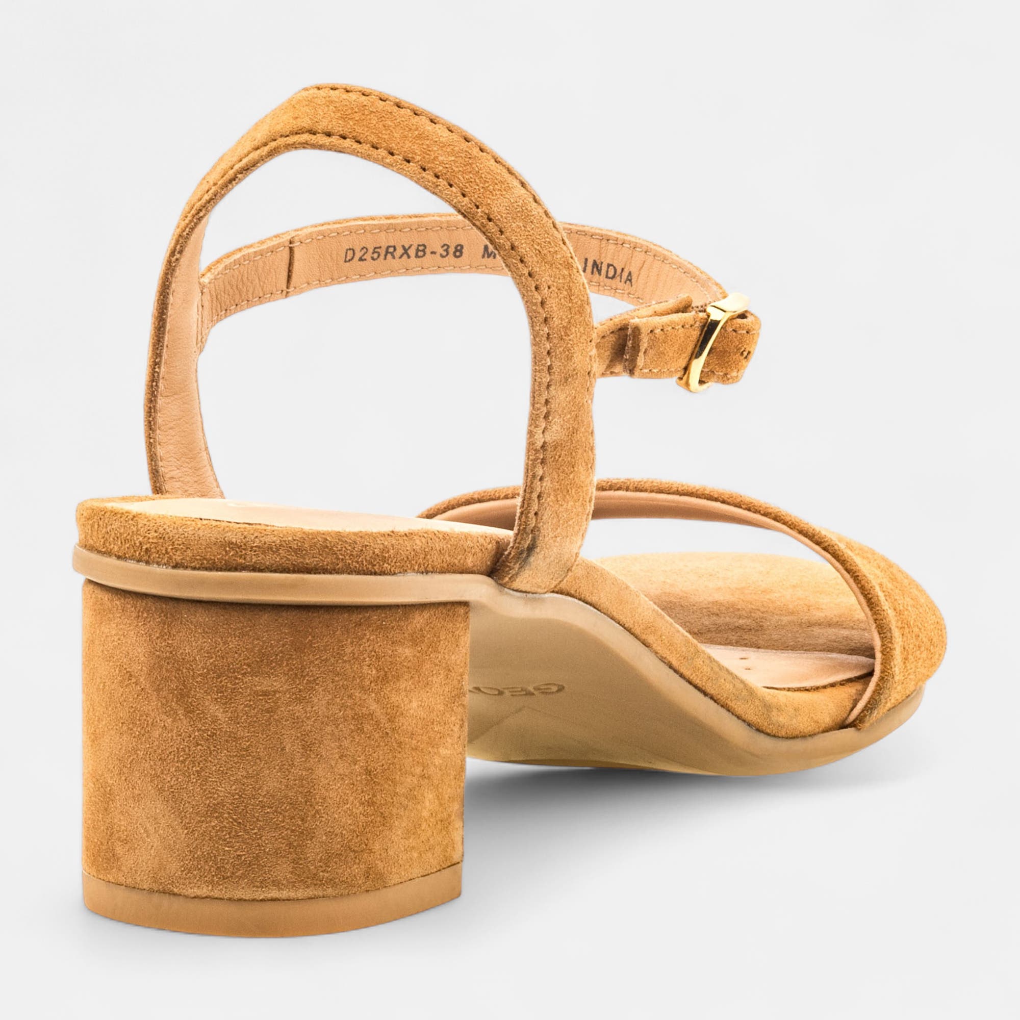 Nu-pieds à talon compensé Femme en cuir cognac