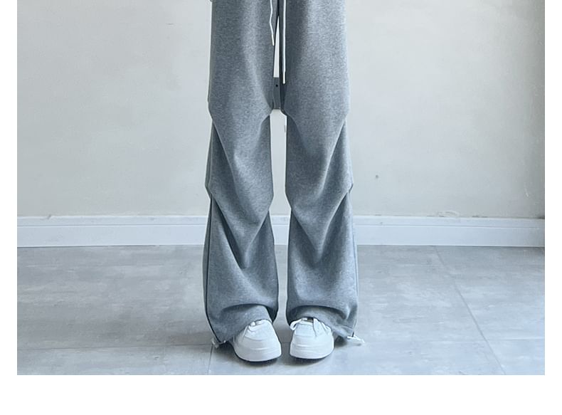 evanesce - Effen hoge taille trekkoord parachute wijde pijpen joggingbroek