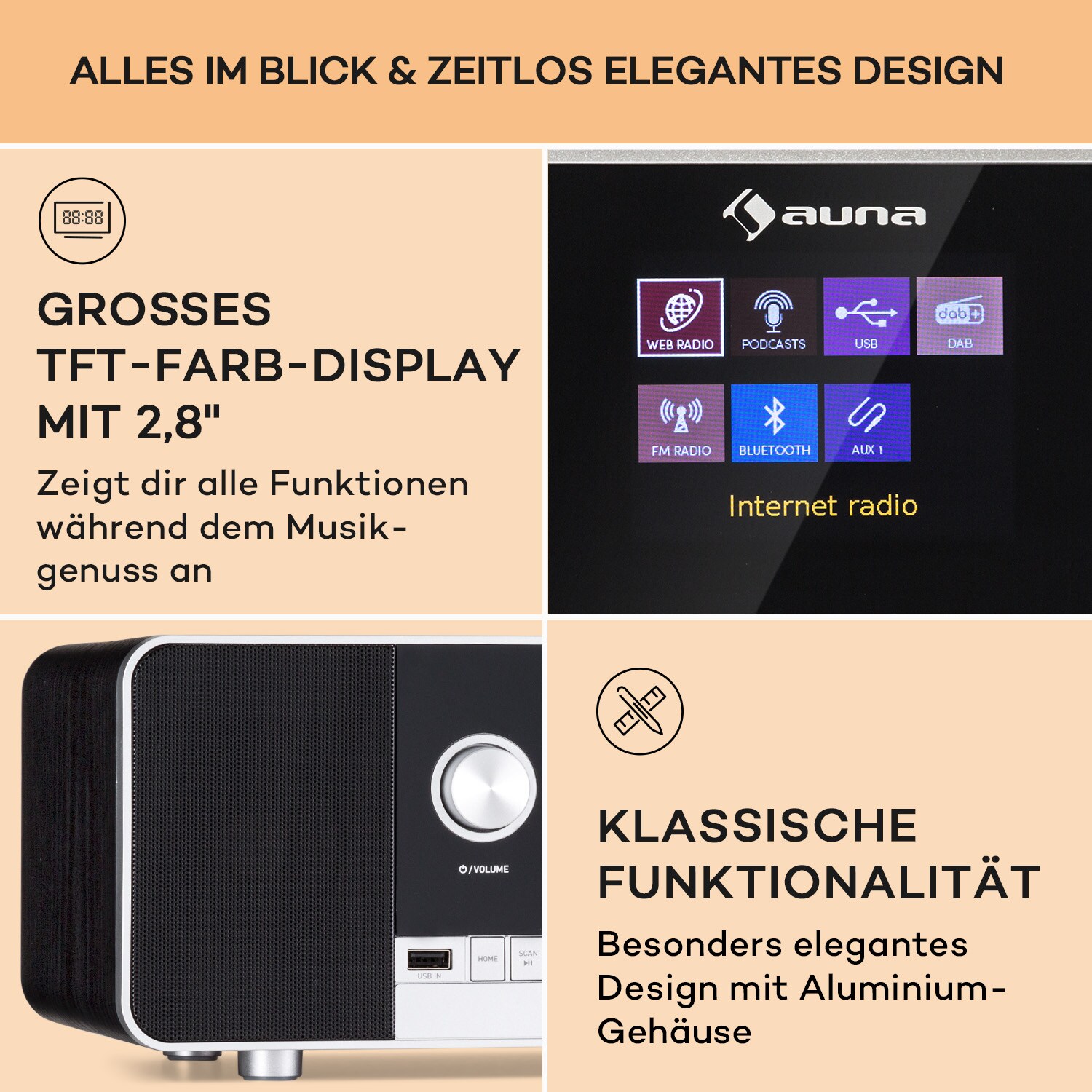 Connect 120 MKII Internetradio Bluetooth WLAN DAB/DAB+ USB AUX Schwarz