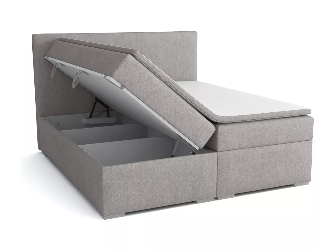 LIT BOXSPRING avec surmatelas Ennis 160x200 cm, Lux 05 (Gris clair)