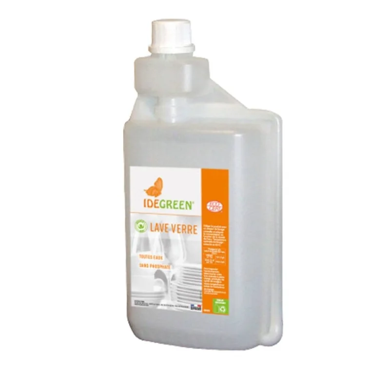 IDEGREEN - Liquide lave verre professionnel - Ecocert - 1L