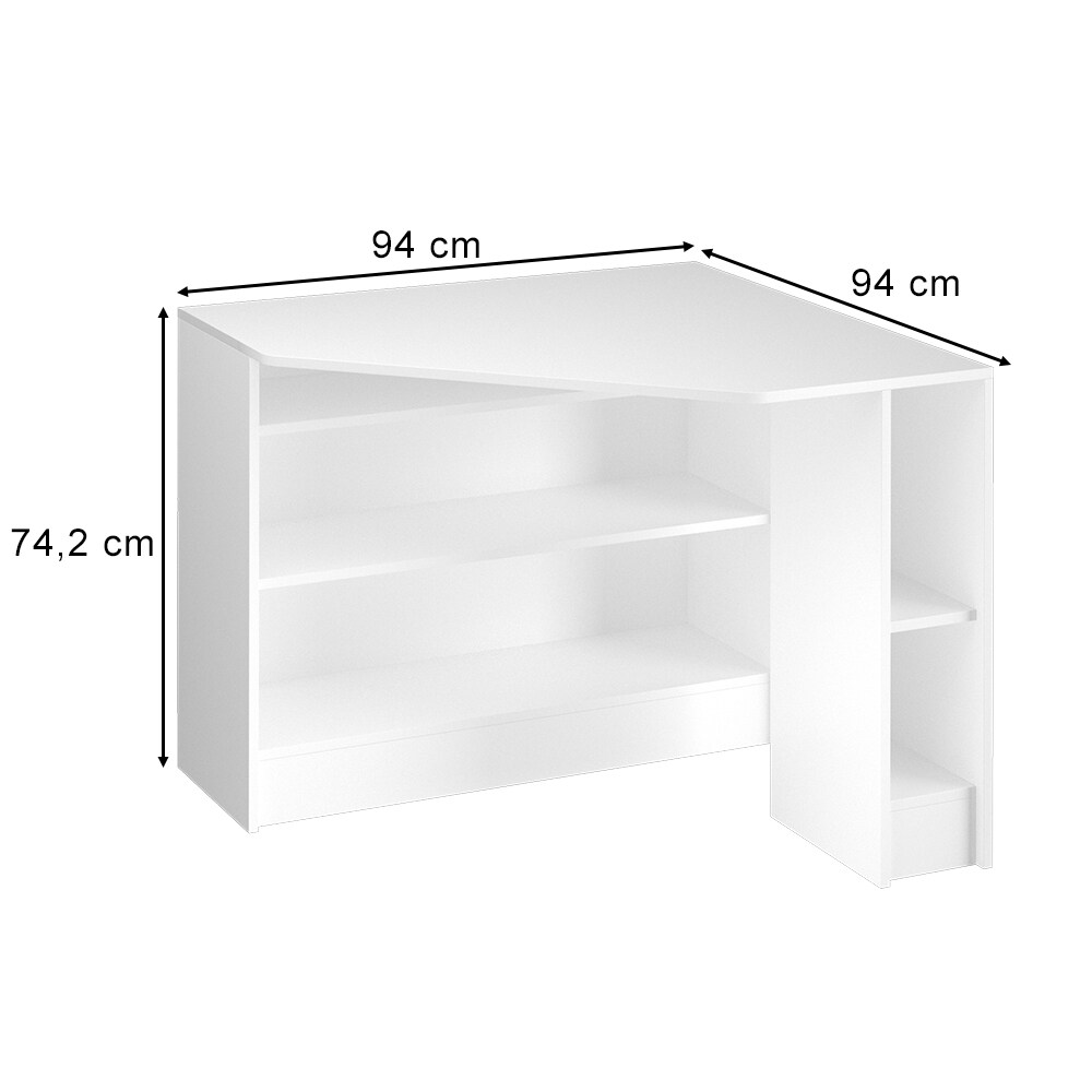 Vicco Eckschreibtisch Schreibtisch Bürotisch Alvaro 94x94cm weiß Computertisch