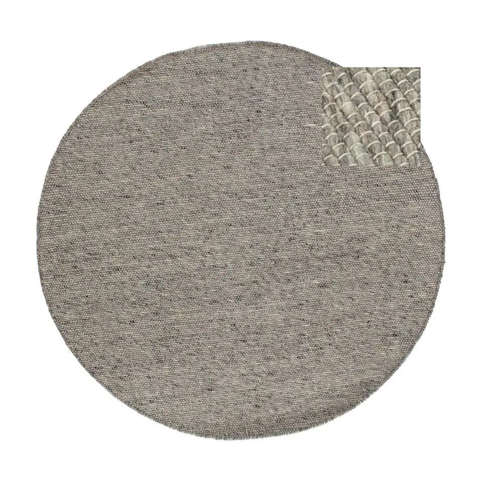 Eva interior Rond vloerkleed wol Antraciet - Cobble Stone - 180 x 180 cm
