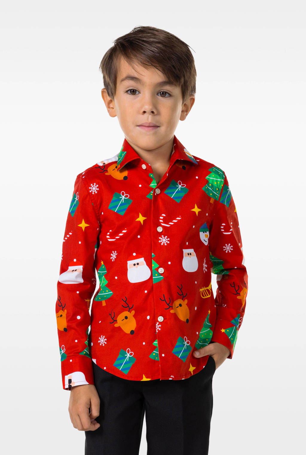OppoSuits overhemd Festivity met all over print rood/multicolor