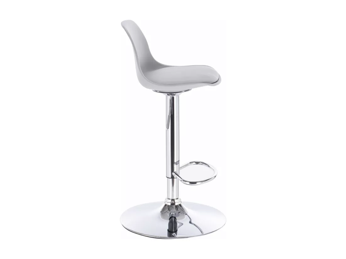 Lot 2 tabourets de bar cuisine coussin simili cuir pivotant hauteur réglable pied chrome SIG (gris)
