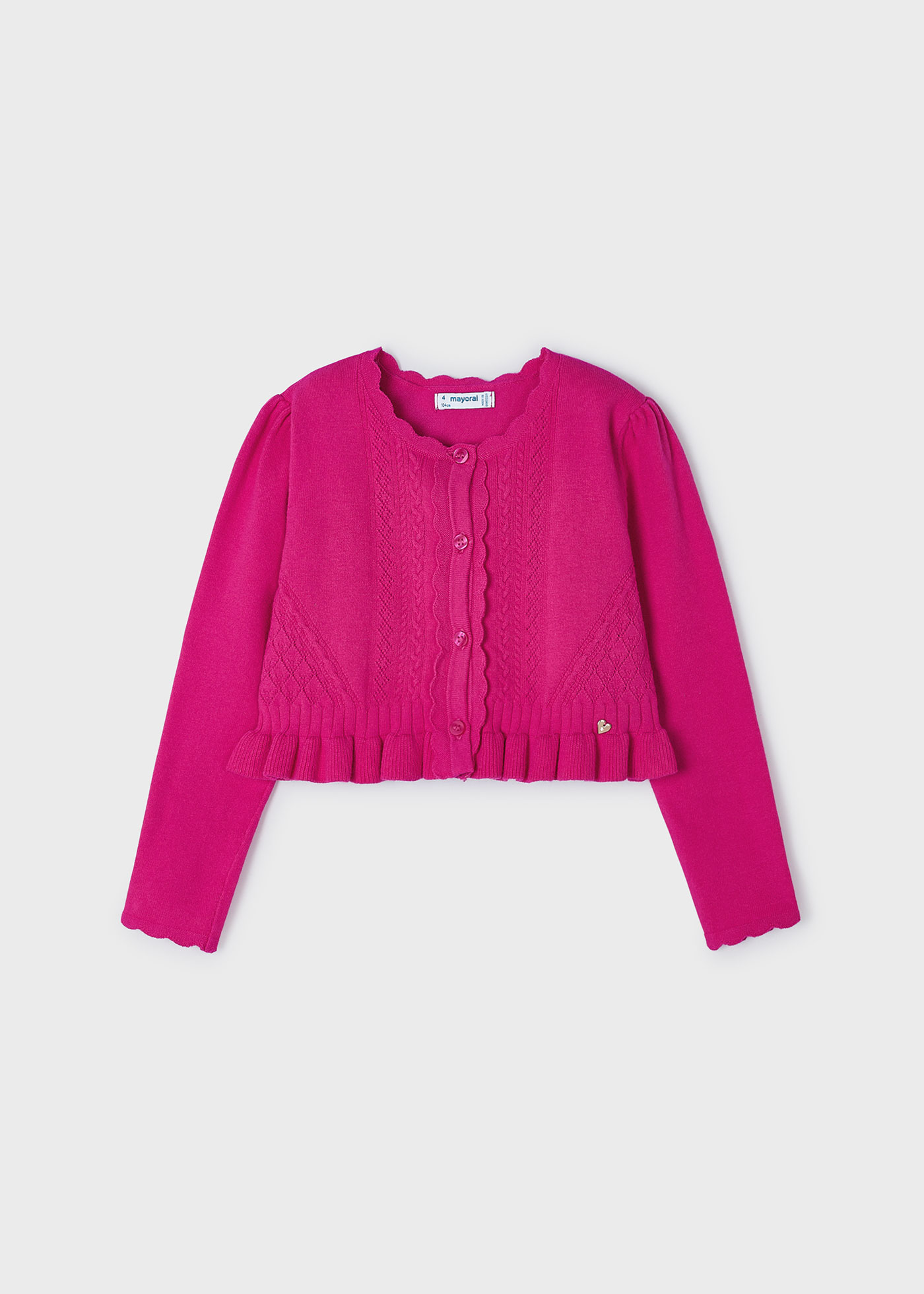 Casaco de malha vazada Better Cotton para meninas, cor Jade.