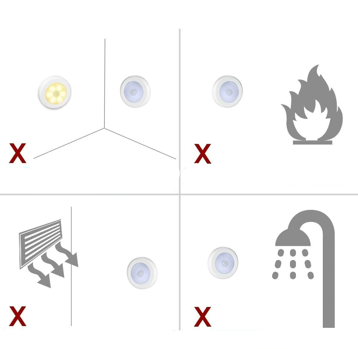 (3er Set) Magnetisches Kabelloses LED Licht Nachtlicht mit Bewegungsmelder Motion Sensor (Batteriebetrieben) - Warmweiss