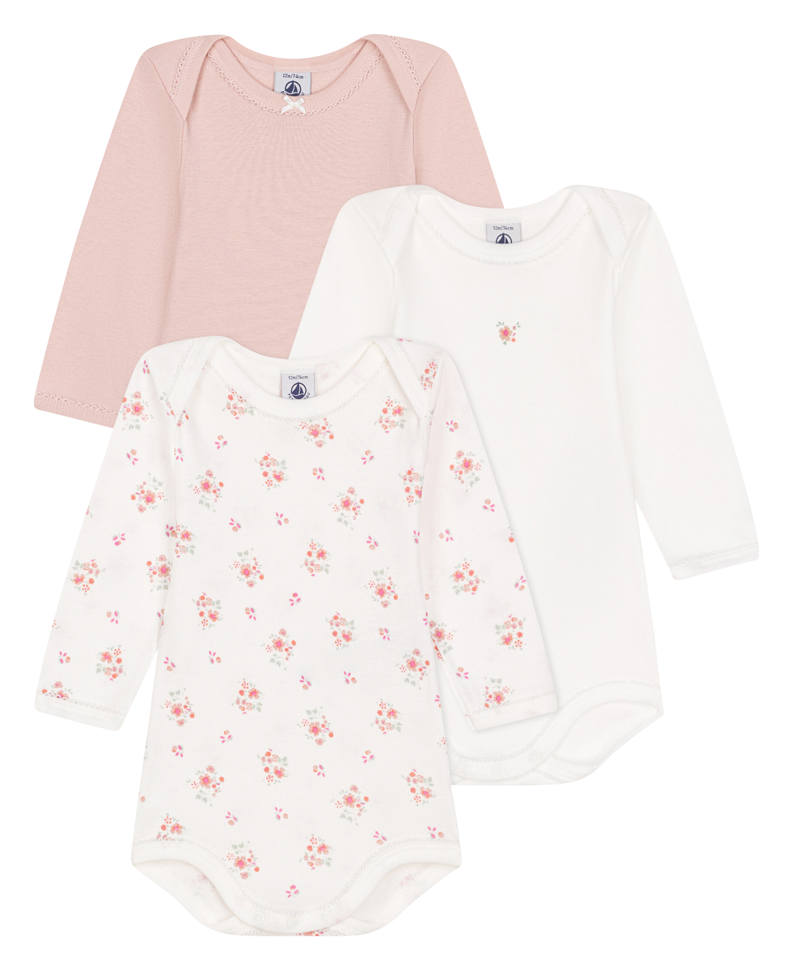 Lot de trois bodies en coton | Multicolore