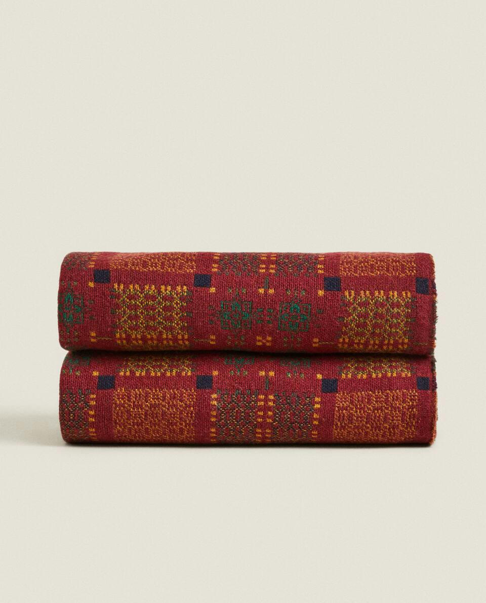 Manta de lã jacquard multicolorida para o Natal