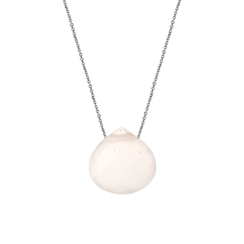 COLLIER ARGENT PIERRE DE LUNE ROSE