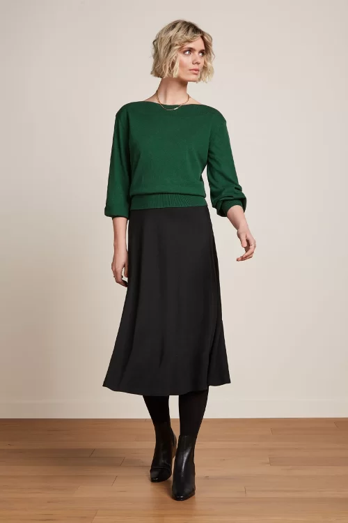 King Louie Juno Milano crepe midi rok in zwart