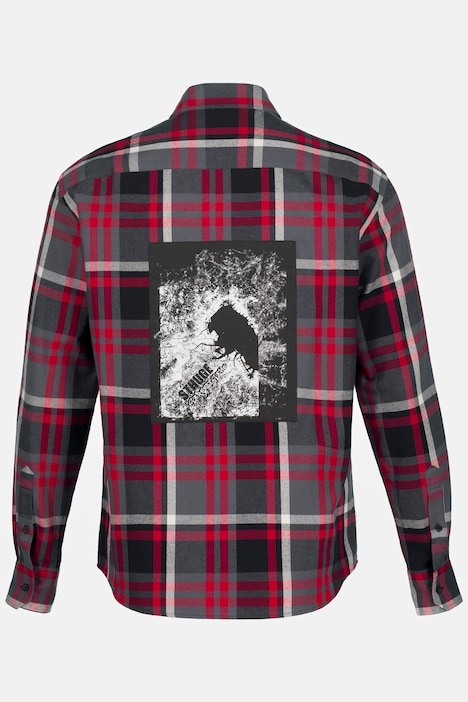 STHUGE Karohemd, Langarm, Flanell, Modern Fit, Kentkragen, Rücken Print, bis 8 XL