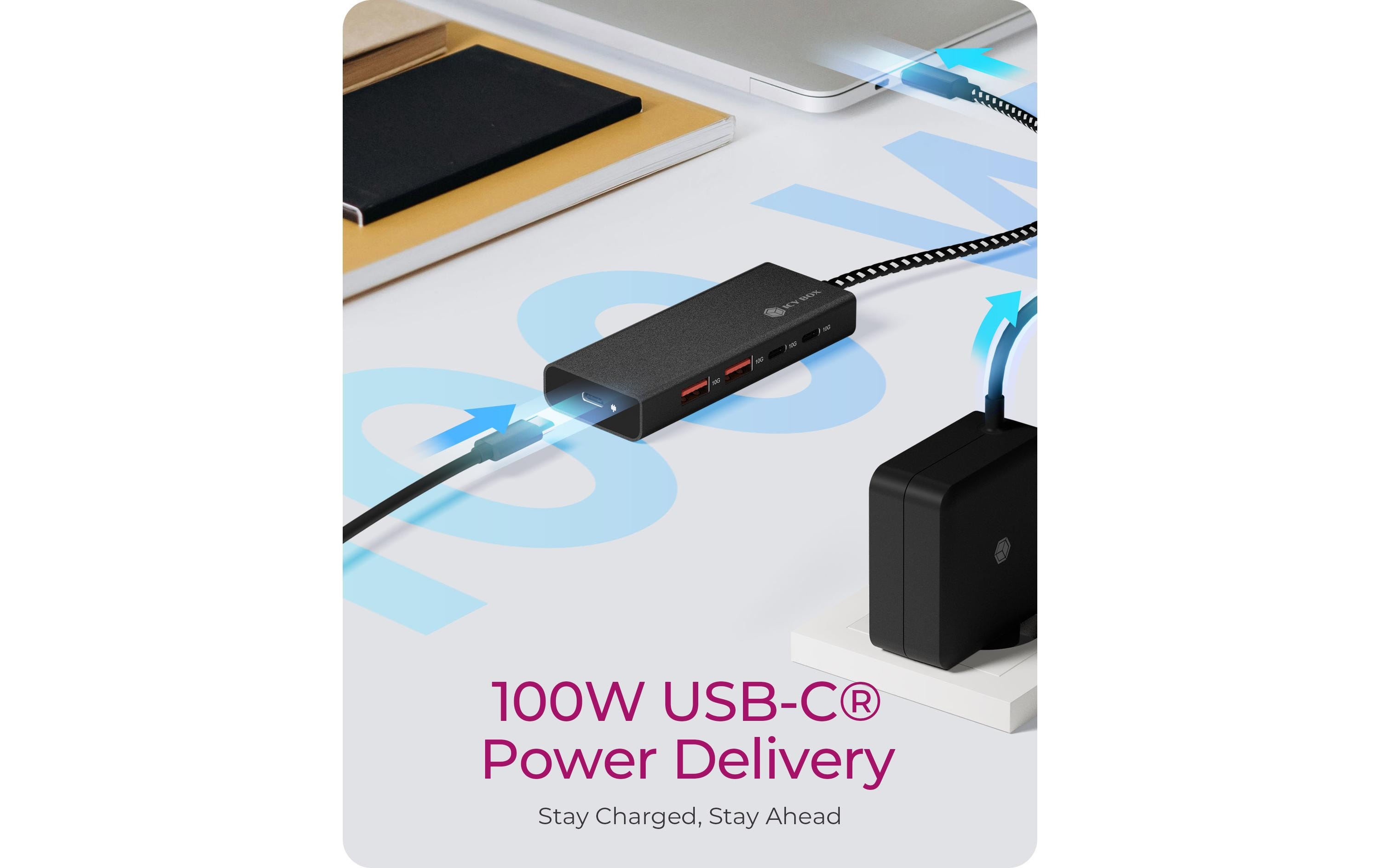 USB-Hub 4-Port Hub IB-HUB1436-CPD4-Port Hub mit USB 3.2 Gen 2 Type-C Anschluss und PD 100 W