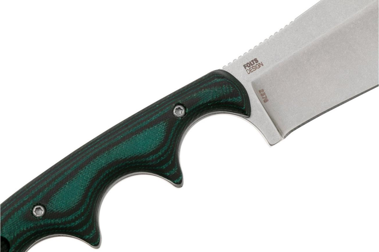 CRKT Minimalist Nessmuk 2376 Stonewashed D2, Green Black Micarta, nekmes, Alan Folts design
