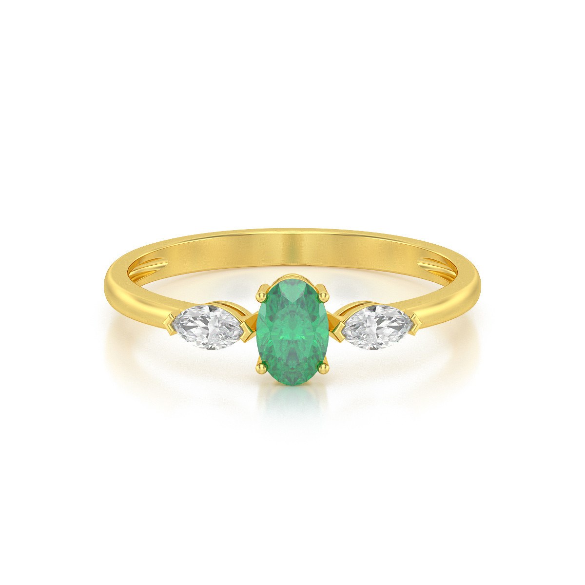Bague ADEN Or 585 Jaune Emeraude et diamants 1.604grs