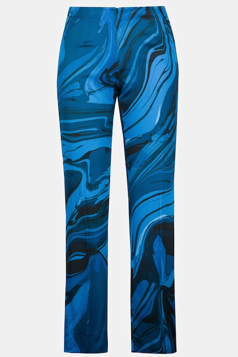 Hose, Marmor-Design, Bundfalte, ausgestellter Saum