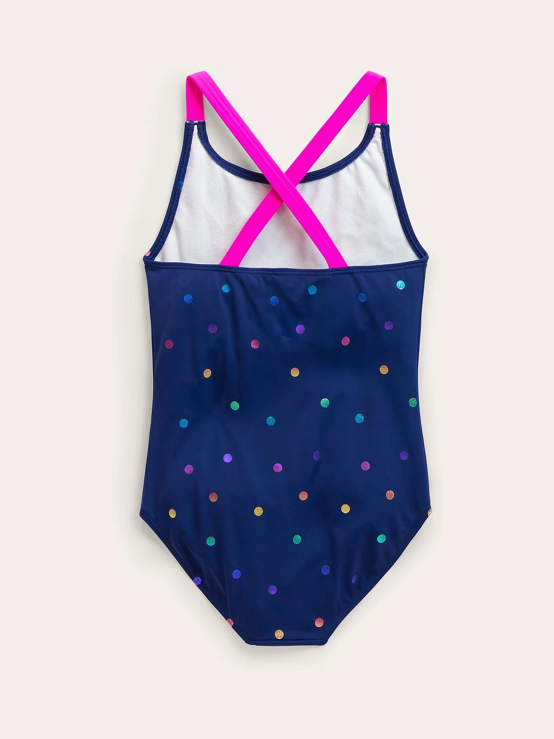 Blauw - Boden - Badpak met print en gekruiste achterkant