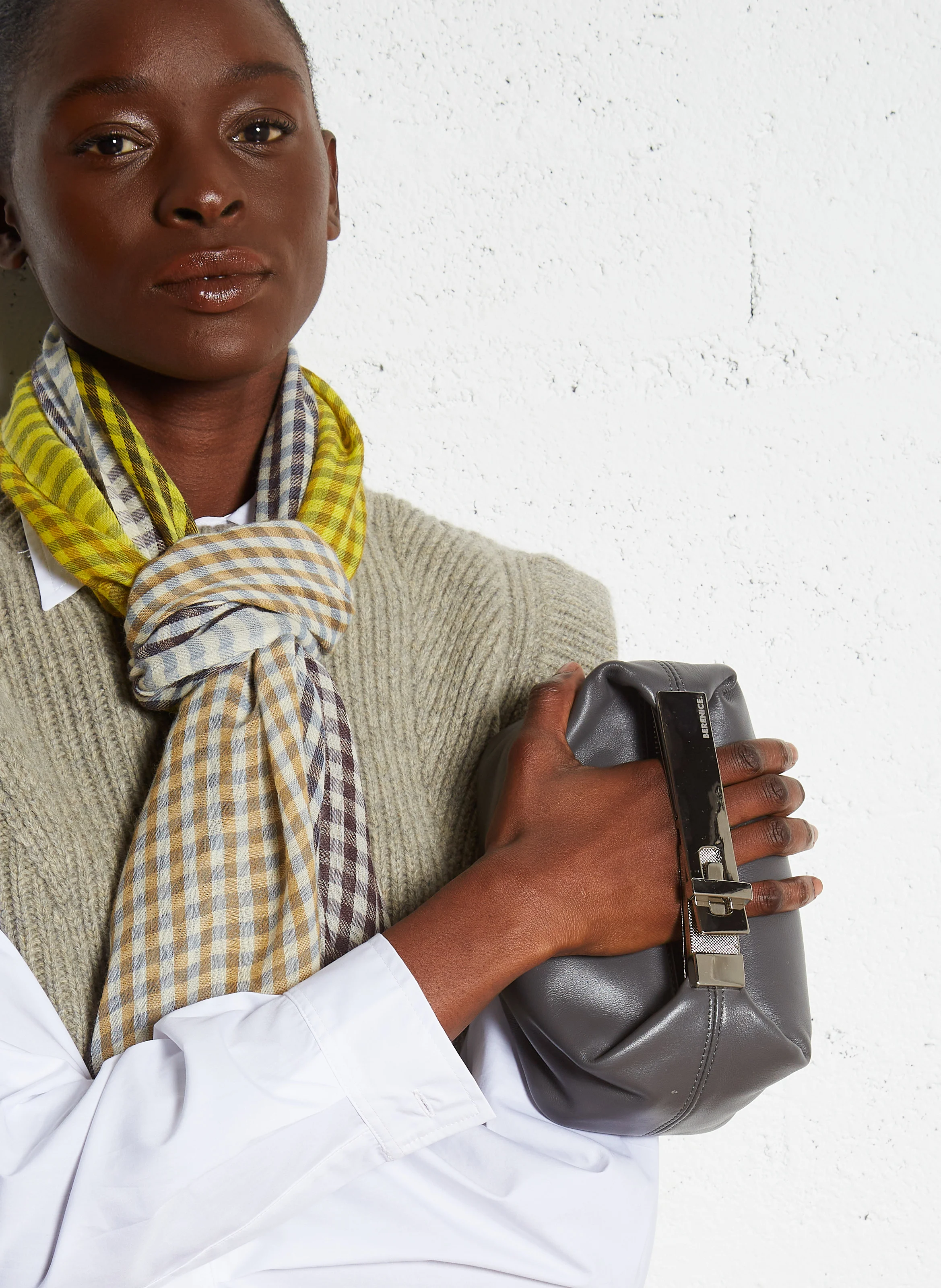OPOUPY - Petit sac en cuir à anse métallique | Gris