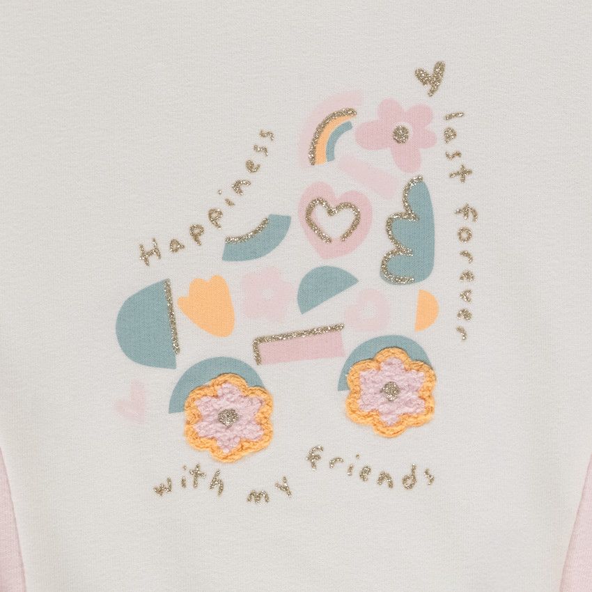 Ensemble jogging molleton print roller pour bébé fille - Rose
