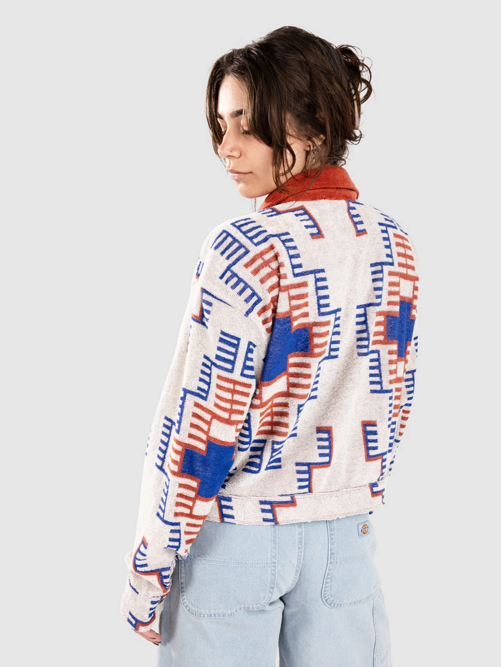 Brixton Trail Terry Cloth Trucker Jacket electronic indigo pattern