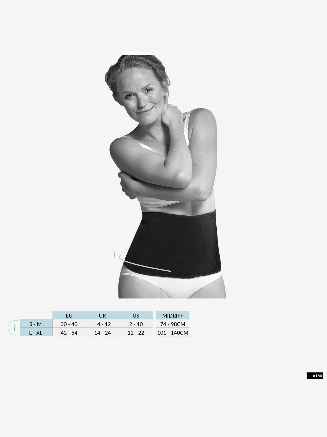 Faixa abdominal pós-parto CARRIWELL, tamanho médio, preta, lisa
